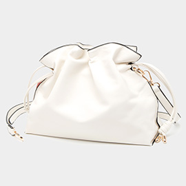 Solid Faux Leather Bucket Bag