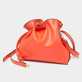 Solid Faux Leather Bucket Bag