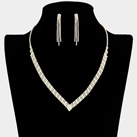 V Shaped Rhinestone Pave Neacklace