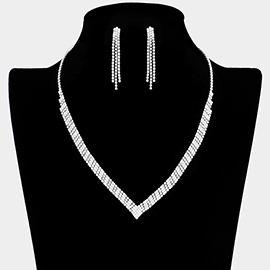 V Shaped Rhinestone Pave Neacklace