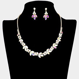 Marquise Stone Accented Rhinestone Pave Necklace