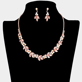 Marquise Stone Accented Rhinestone Pave Necklace
