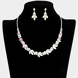 Marquise Stone Accented Rhinestone Pave Necklace