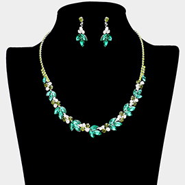 Marquise Stone Accented Rhinestone Pave Necklace