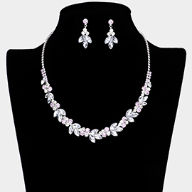 Marquise Stone Accented Rhinestone Pave Necklace