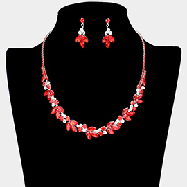 Marquise Stone Accented Rhinestone Pave Necklace