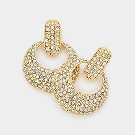 Rhinestone Embellished Door Knocker Dangle Evening Earrings