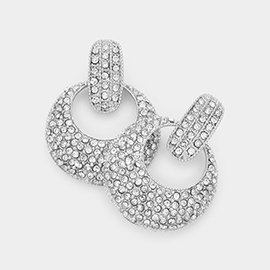 Rhinestone Embellished Door Knocker Dangle Evening Earrings