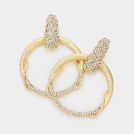 Rhinestone Embellished Twisted  Door Knocker Dangle Earrings