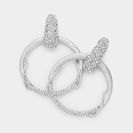 Rhinestone Embellished Twisted  Door Knocker Dangle Earrings