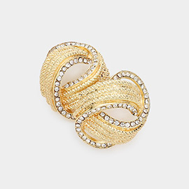 Rhinestone Embellished Metal Knot Earrings