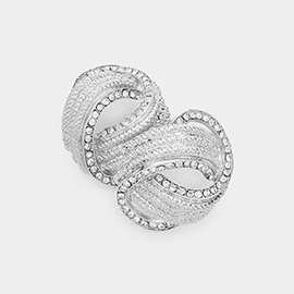Rhinestone Embellished Metal Knot Earrings