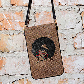 Bling Afro Girl Transparent Phone Case Crossbody Bag