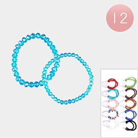 12 Set of 2 - Faceted Beaded Stretch Bracelets