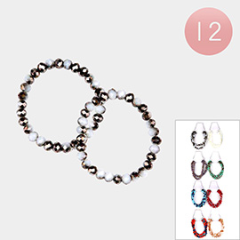 12 Set of 2 - Faceted Beaded Stretch Bracelets