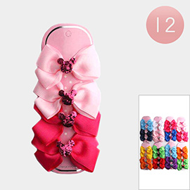 12 Set of 4 - Mouse Pointed Bow Alligator Hair Clips
