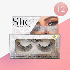 12Pairs - Premium Silk 3D Eye Lashes
