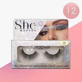 12Pairs - Premium Silk 3D Eye Lashes