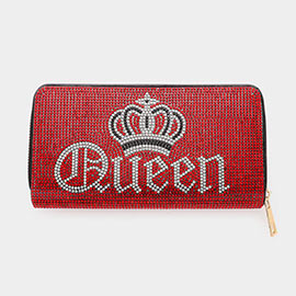 Bling Queen Message Crown Zipper Wallet