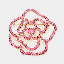 Stone Embellished Flower Pin Brooch