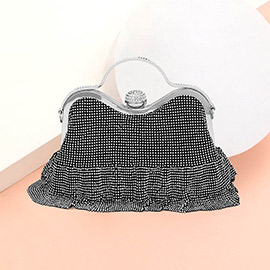 Bling Pleated Evening Tote / Crossbody Bag