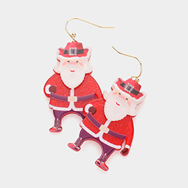 Glittered Resin Santa Claus Dangle Earrings