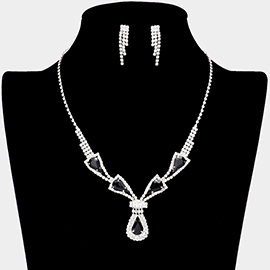 Teardrop Stone Accented Rhinestone Necklace