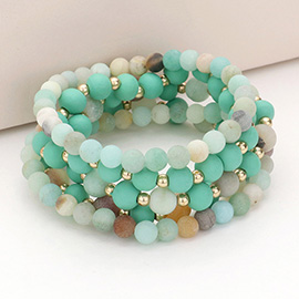 5PCS - Natural Stone Wood Ball Stretch Bracelets