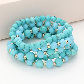 5PCS - Natural Stone Wood Ball Stretch Bracelets