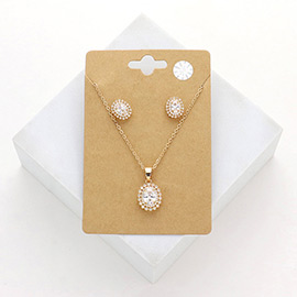 CZ Oval Stone Pendant Necklace