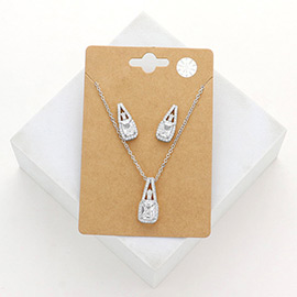 CZ Rectangle Stone Pendant Necklace