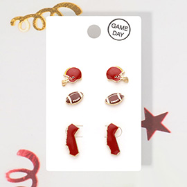 3Pairs - Game Day University of Southern California Helmet Football State Map Stud Earrings