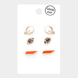 3Pairs - Game Day University of Tennessee Helmet Football State Map Stud Earrings