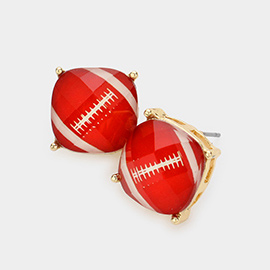 Game Day Football Cushion Square Stud Earrings