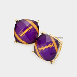 Game Day Football Cushion Square Stud Earrings