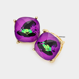 Witch Hat Cushion Square Stud Earrings
