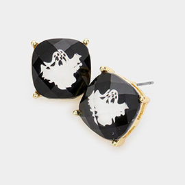 Pumpkin Cushion Square Stud Earrings