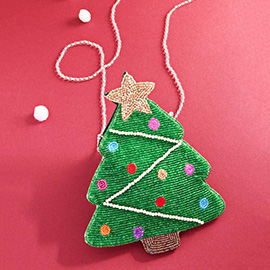 Beaded Star Christmas Tree Mini Crossbody Bag