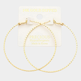 14K Gold Dipped 2.3 Inch Metal Hoop Earrings