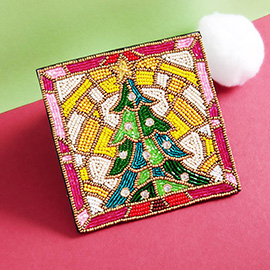 Beaded Christmas Tree Coaster