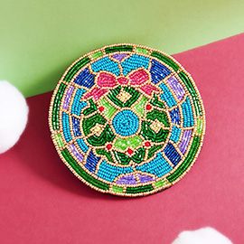 Beaded Christmas Wreath Coaster
