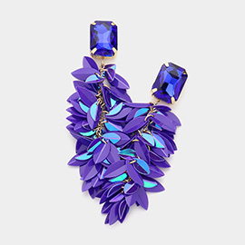 Marquise Sequin Cluster Vine Dangle Earrings