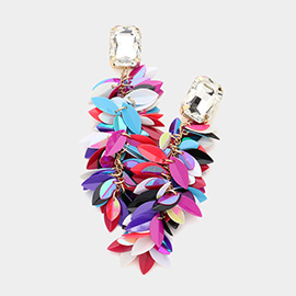 Marquise Sequin Cluster Vine Dangle Earrings