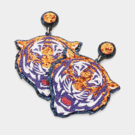 Game Day Glittered Tiger Dangle Earrings