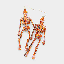 Glittered Skull Dangle Earrings