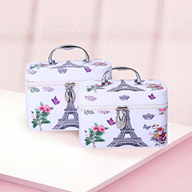 2PCS - Eiffel Tower Flower Butterfly Cosmetic Tote Bags