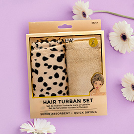 2PCS - Cheetah Patterned Hair Turban Set