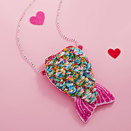 Sequin Beaded Mermaid Tail Mini Crossbody Bag