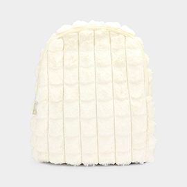 Quilted Solid Faux Fur Backpack Bag