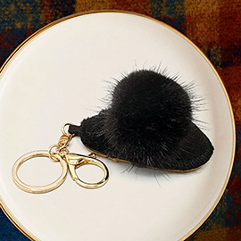 Faux Fur Pom Pom Pointed Slipper Keychain